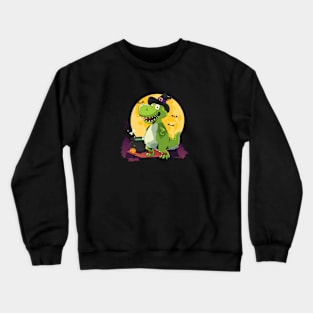 Halloween Dinosaur Witch Crewneck Sweatshirt